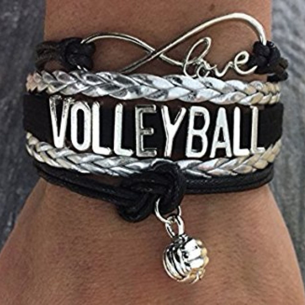 Girls Volleyball Infinity Bracelet - Black